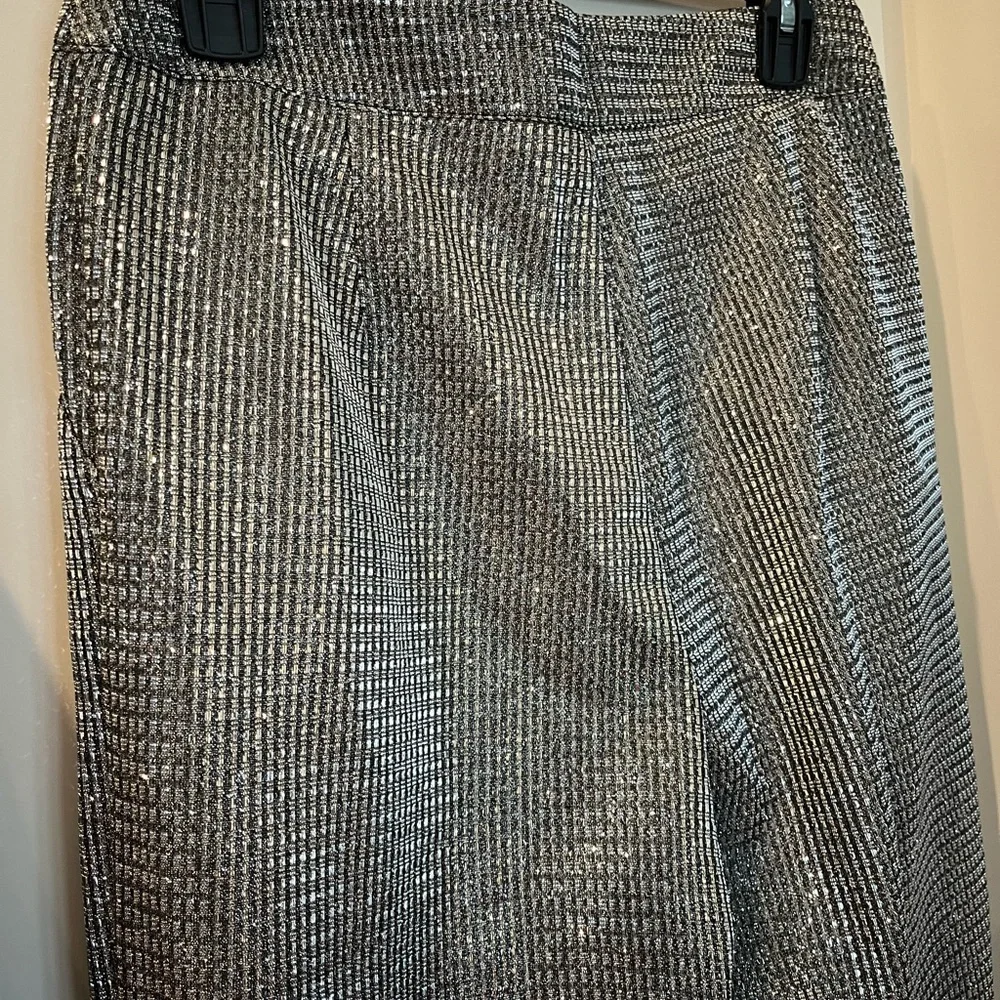 NWOT Sans Souci Silver Glitter Suit Set Blazer Pants Party NYE Medium